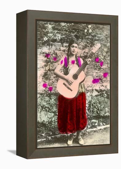 Senorita with Guitar-null-Framed Stretched Canvas