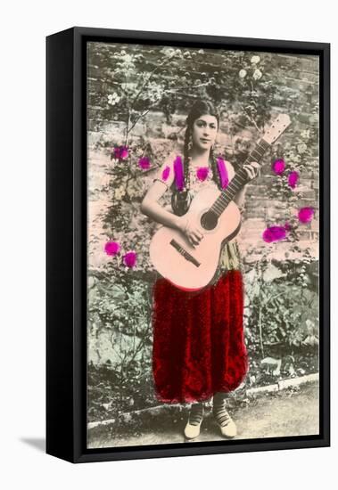 Senorita with Guitar-null-Framed Stretched Canvas