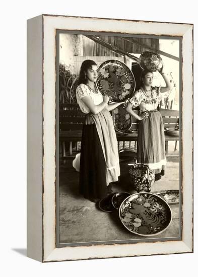 Senoritas Displaying Pottery-null-Framed Stretched Canvas