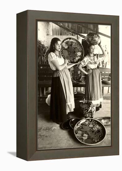 Senoritas Displaying Pottery-null-Framed Stretched Canvas