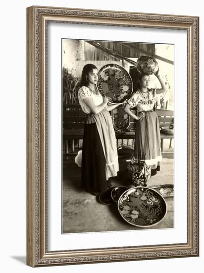 Senoritas Displaying Pottery-null-Framed Art Print