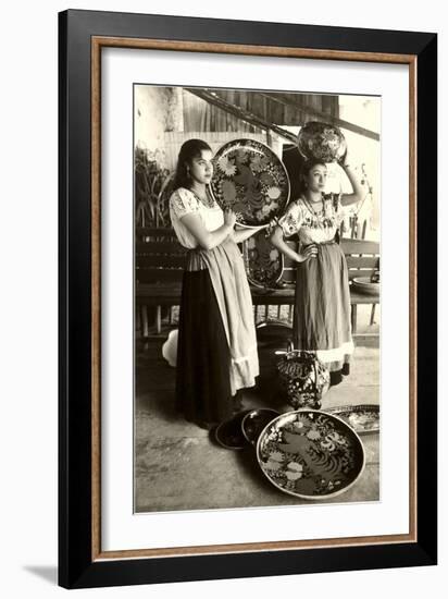 Senoritas Displaying Pottery-null-Framed Art Print