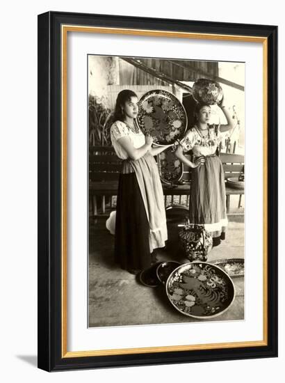 Senoritas Displaying Pottery-null-Framed Art Print