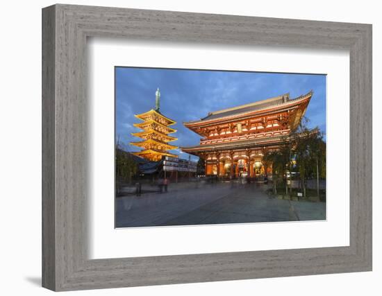 Senso-Ji, an Ancient Buddhist Temple, at Night, Asakusa, Tokyo, Japan, Asia-Stuart Black-Framed Photographic Print