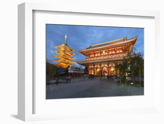 Senso-Ji, an Ancient Buddhist Temple, at Night, Asakusa, Tokyo, Japan, Asia-Stuart Black-Framed Photographic Print