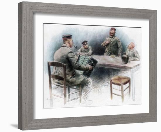 Sentimental Ballad in the Canteen, German Prisoners of War in Dinan, France, 1915-Maurice Orange-Framed Giclee Print