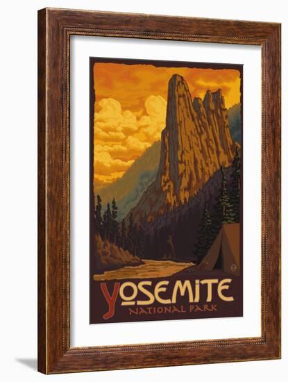 Sentinel, Yosemite National Park, California-Lantern Press-Framed Art Print