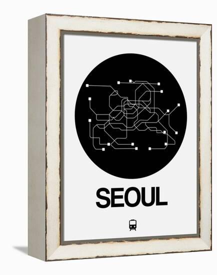 Seoul Black Subway Map-NaxArt-Framed Stretched Canvas