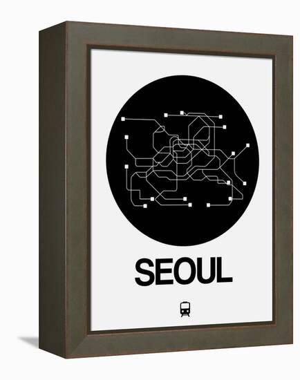 Seoul Black Subway Map-NaxArt-Framed Stretched Canvas