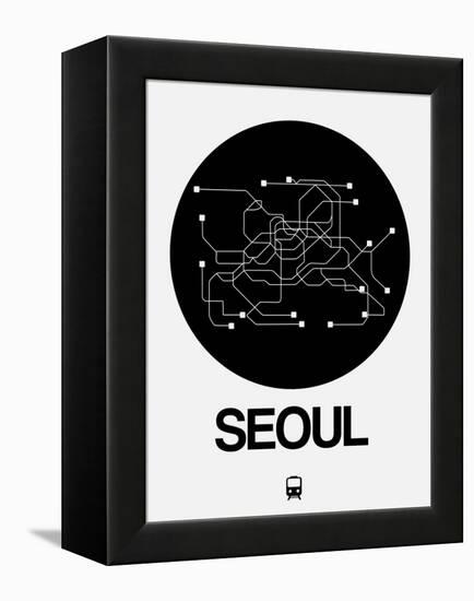 Seoul Black Subway Map-NaxArt-Framed Stretched Canvas