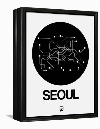 Seoul Black Subway Map-NaxArt-Framed Stretched Canvas