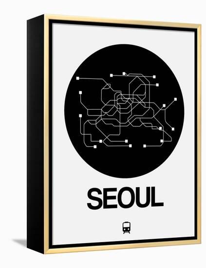 Seoul Black Subway Map-NaxArt-Framed Stretched Canvas