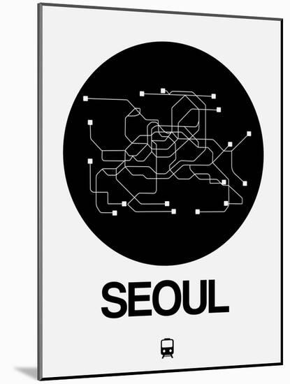 Seoul Black Subway Map-NaxArt-Mounted Art Print