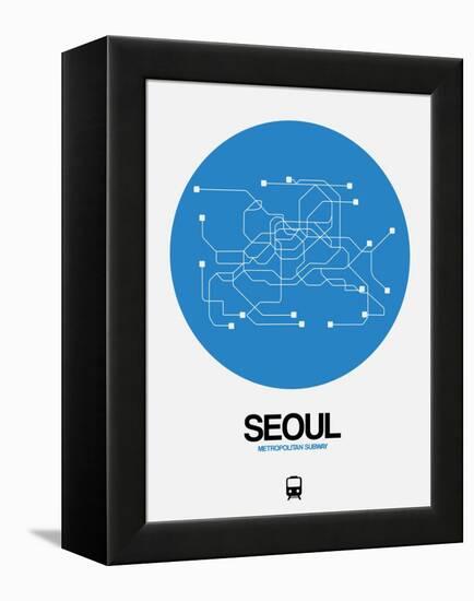 Seoul Blue Subway Map-NaxArt-Framed Stretched Canvas