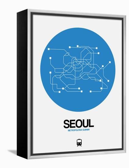 Seoul Blue Subway Map-NaxArt-Framed Stretched Canvas