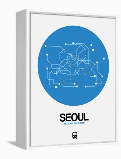 Seoul Blue Subway Map-NaxArt-Framed Stretched Canvas