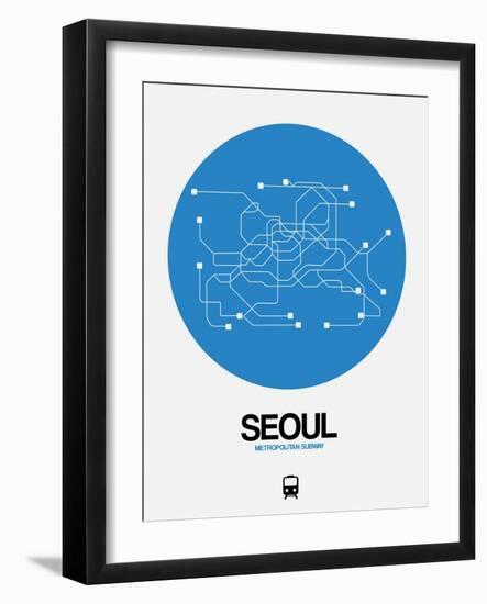 Seoul Blue Subway Map-NaxArt-Framed Art Print