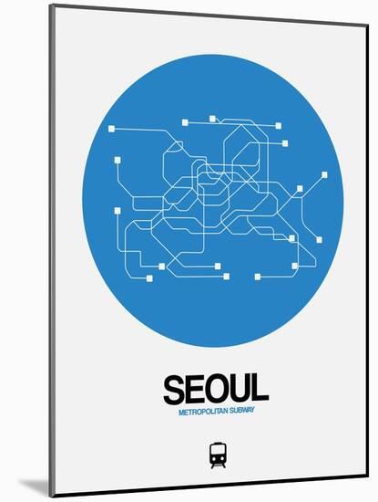 Seoul Blue Subway Map-NaxArt-Mounted Art Print