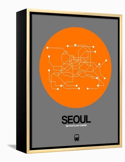 Seoul Orange Subway Map-NaxArt-Framed Stretched Canvas
