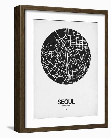 Seoul Street Map Black on White-NaxArt-Framed Art Print