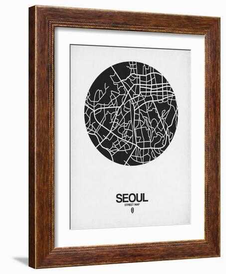 Seoul Street Map Black on White-NaxArt-Framed Art Print