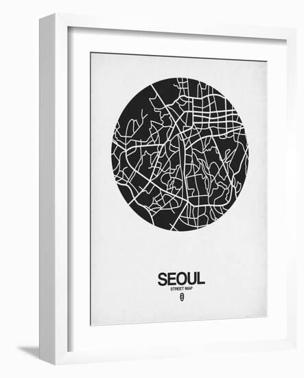 Seoul Street Map Black on White-NaxArt-Framed Art Print