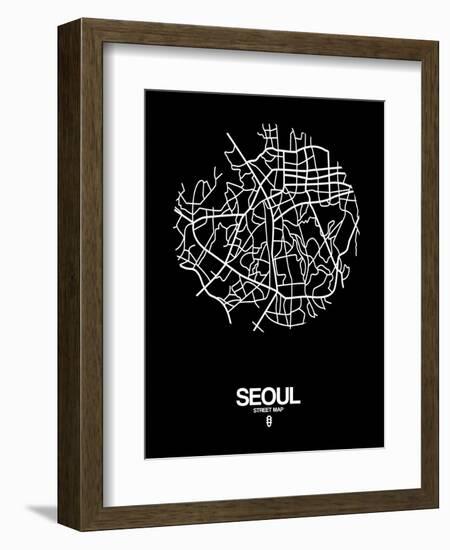 Seoul Street Map Black-NaxArt-Framed Art Print