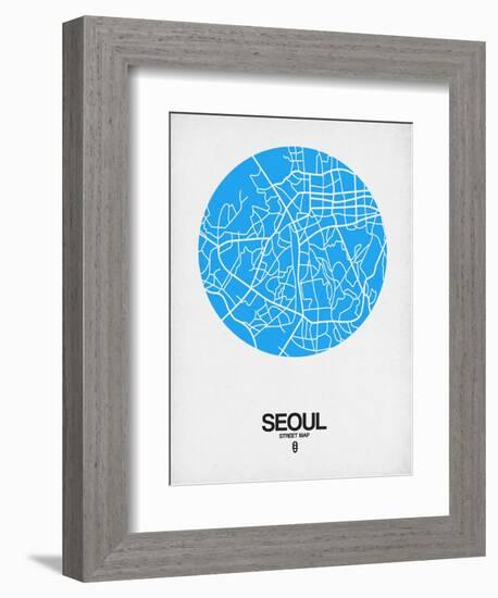 Seoul Street Map Blue-NaxArt-Framed Art Print