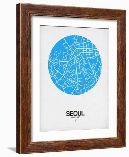 Seoul Street Map Blue-NaxArt-Framed Art Print