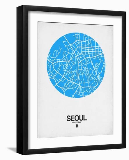 Seoul Street Map Blue-NaxArt-Framed Art Print