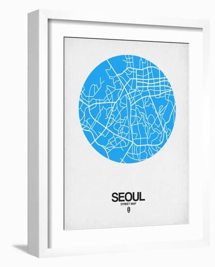 Seoul Street Map Blue-NaxArt-Framed Art Print