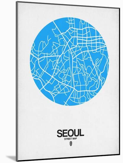 Seoul Street Map Blue-NaxArt-Mounted Art Print