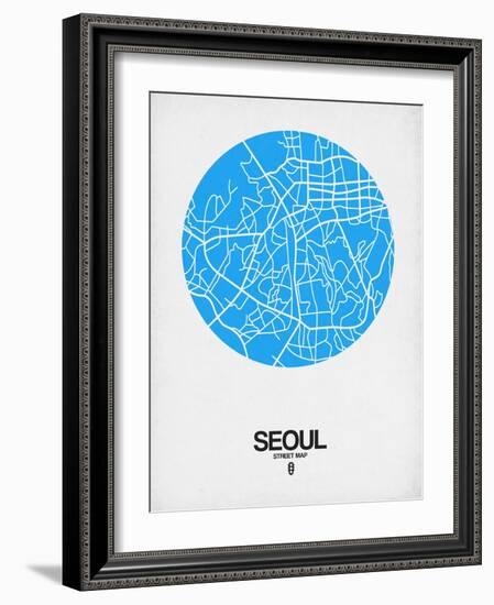 Seoul Street Map Blue-NaxArt-Framed Art Print