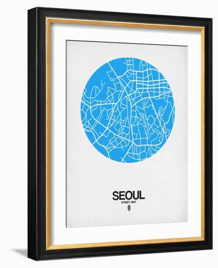 Seoul Street Map Blue-NaxArt-Framed Art Print