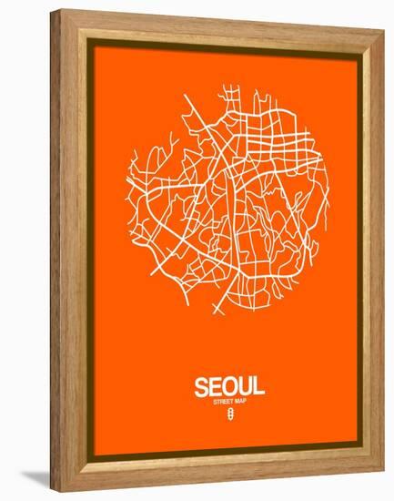 Seoul Street Map Orange-NaxArt-Framed Stretched Canvas