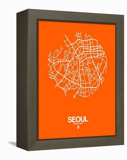 Seoul Street Map Orange-NaxArt-Framed Stretched Canvas