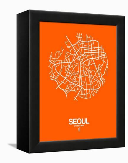 Seoul Street Map Orange-NaxArt-Framed Stretched Canvas