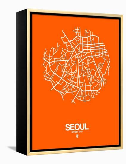 Seoul Street Map Orange-NaxArt-Framed Stretched Canvas