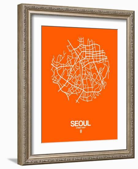 Seoul Street Map Orange-NaxArt-Framed Art Print