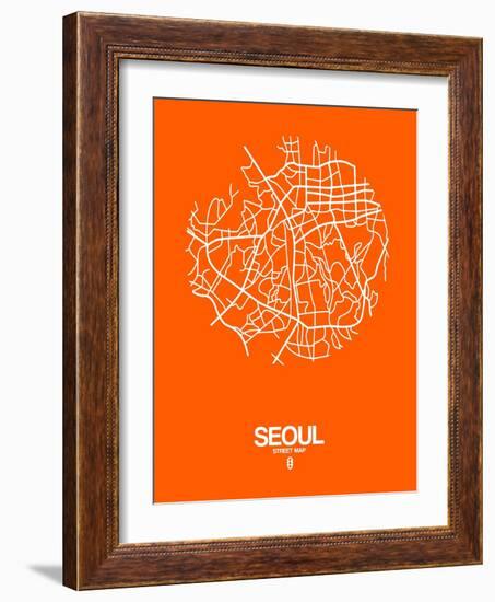 Seoul Street Map Orange-NaxArt-Framed Art Print