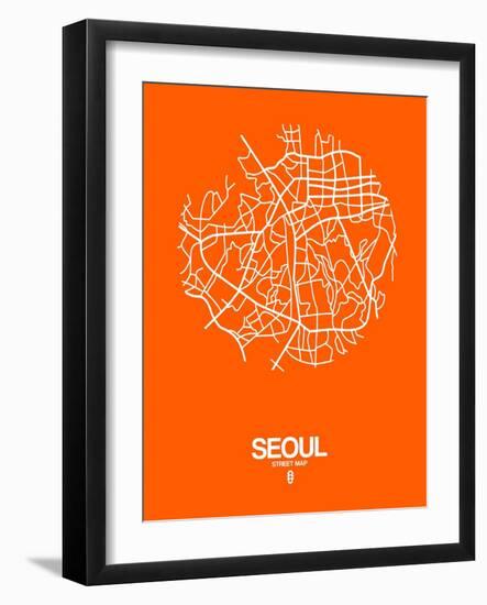 Seoul Street Map Orange-NaxArt-Framed Art Print