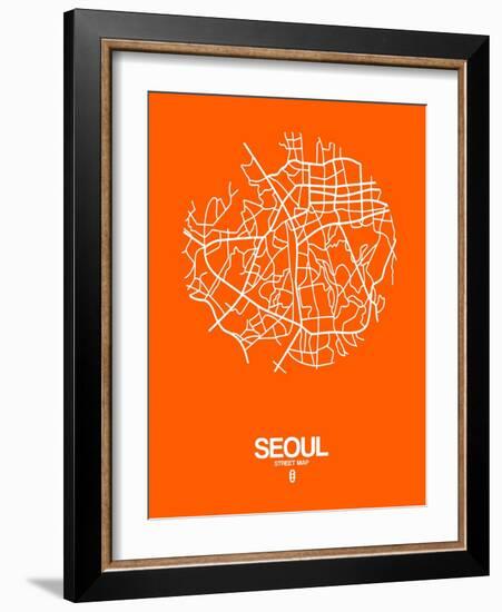 Seoul Street Map Orange-NaxArt-Framed Art Print