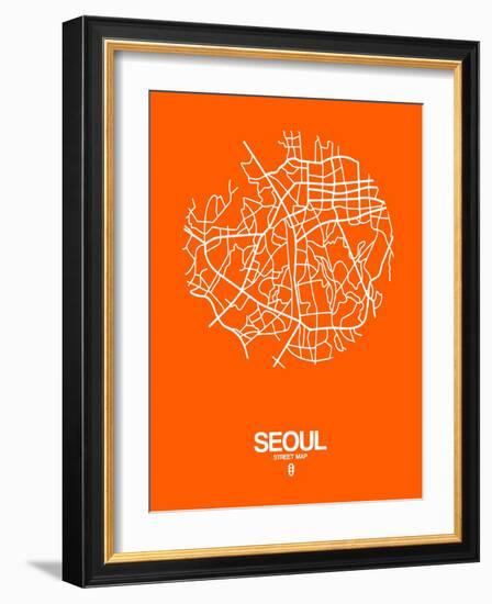 Seoul Street Map Orange-NaxArt-Framed Art Print