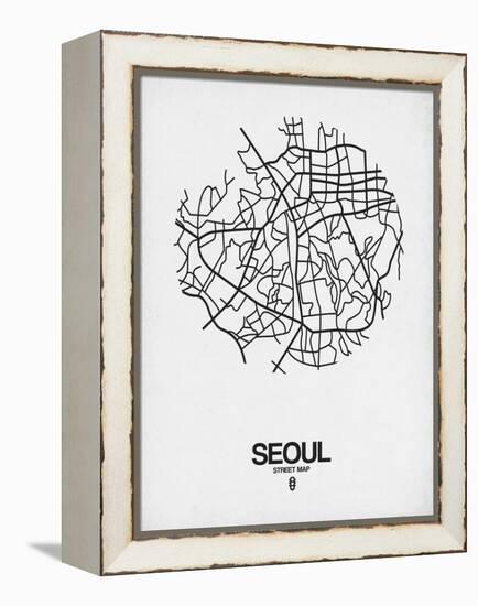 Seoul Street Map White-NaxArt-Framed Stretched Canvas