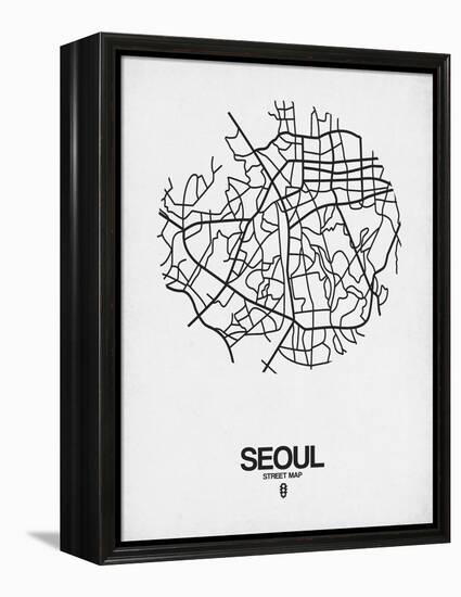 Seoul Street Map White-NaxArt-Framed Stretched Canvas