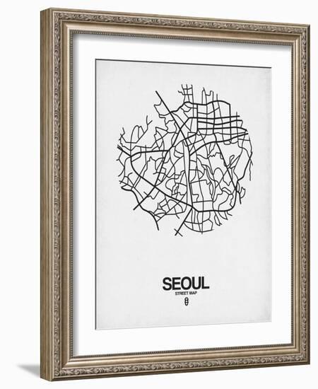 Seoul Street Map White-NaxArt-Framed Art Print