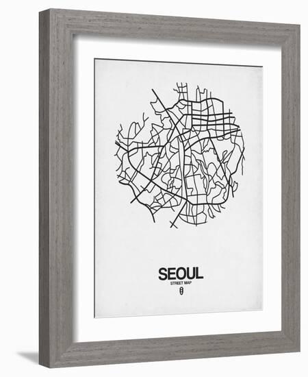 Seoul Street Map White-NaxArt-Framed Art Print