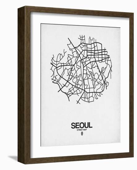 Seoul Street Map White-NaxArt-Framed Art Print