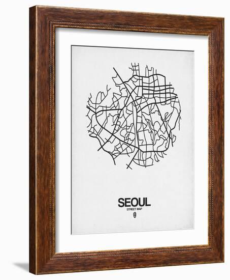 Seoul Street Map White-NaxArt-Framed Art Print