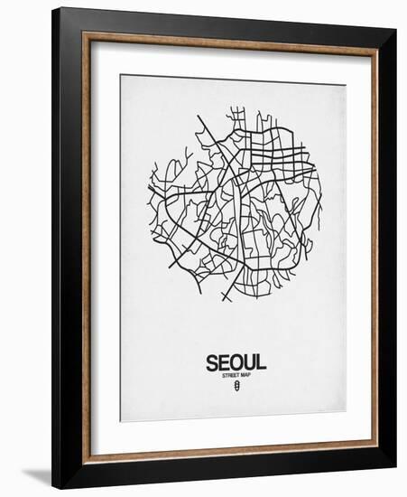 Seoul Street Map White-NaxArt-Framed Art Print